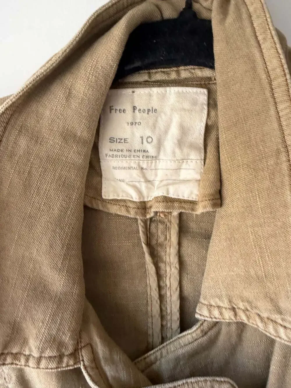 Free People Brown Cropped Utility Moto Zip-Up Jacket Size 10